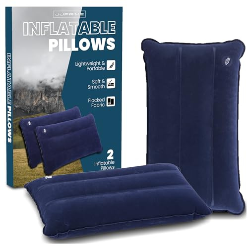 JJOnlineStore JJPRIME - 2 Pcs Outdoor Pillows | Inflatable Pillows for Camping | Blow Up Pillows For Camping Hiking Travel Travelling Soft Blow-Up Pillows Set (Blue, Inflatable Pillow)