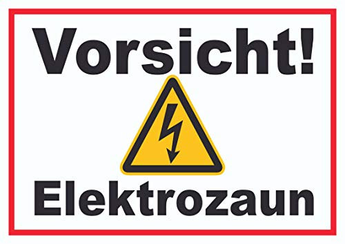HB-Druck Vorsicht Elektrozaun Weidezaun Schild A4 (210x297mm)