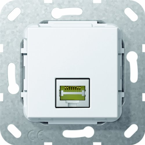 Gira 569503 Modular Jack RJ45 Cat 6A 10 GB Gender Changer Einsatz, reinweiß