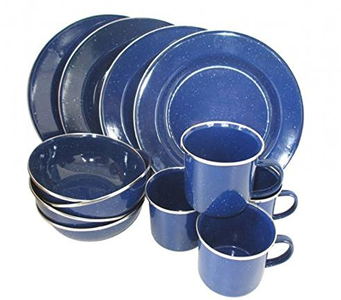 A.Blöchl Emaille Camping Kochset 4 Personen 12-teilig Western-Stil