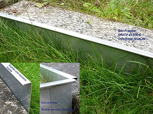 Versandmetall 5er Sparset-5x 2000 mm Stabile Rasenkanten Kiesleiste Beeteinfassung aus Edelstahl rostfrei inkl. 4 Verbinder (160mm)
