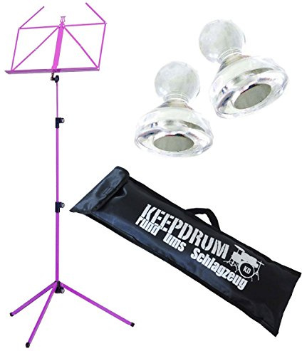 K&M 100/1 Notenständer Flieder + keepdrum Tasche + MG10 Notenpult Magnete 10Stk