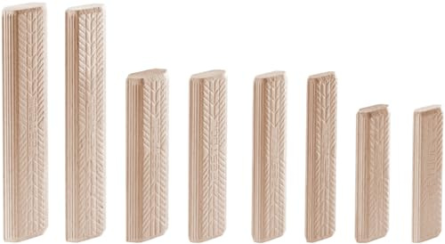 FESTOOL 498216 DOMINO Buche D 12x100/100 BU | 100er Pack Buchenholz - Massive Verbindungsdübel - Flaches Design gegen Verdrehen - Inklusive Klebertaschen für Stabilität