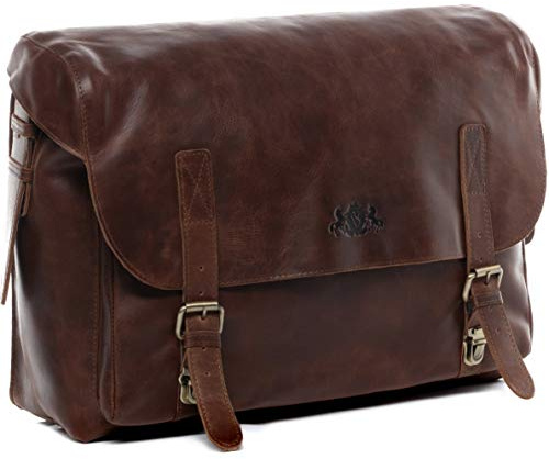 SID & VAIN große Aktentasche echt Leder - 15 Zoll Laptop Business-Tasche Eton XL - Arbeitstasche Laptoptasche Herrentasche mit Laptop-Fach - Ledertasche Herren braun handgefertigt