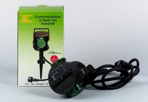 TS-Electronic Erdspieß m.2 Steckdosen schw.