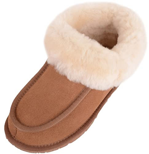 SNUGRUGS Fern, Women's Sheepskin Slipper Boot with Rubber Sole
