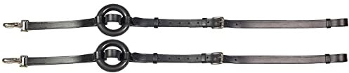 HORZE Leather Side Reins w/Rubber Donuts - Black - Horse