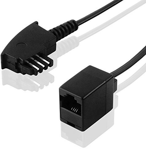 BestPlug 20cm Internet Netzwerk Patch DSL LAN Telefon Kabel Adapter, TAE-F Stecker männlich auf RJ45 Buchse Kupplung weiblich, Schwarz