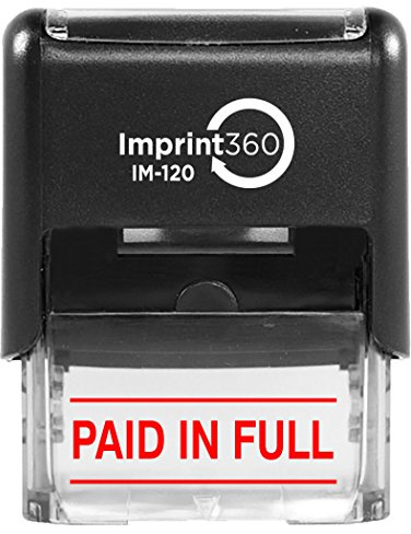 Supply360 AS-IMP1145R - PAID IN FULL w/ upper & lower bars, Red ink, Heavy Duty Commerical Self-Inking Rubber Stamp, 9/16 x 1-1/2 Impression Size ( Design may vary )