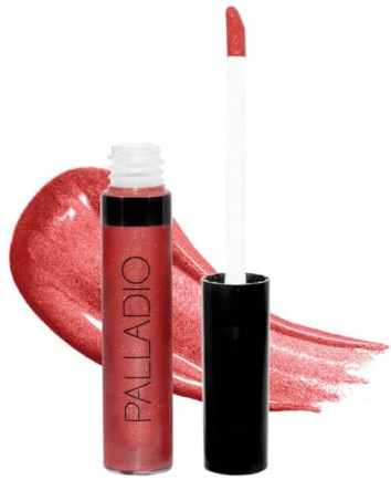 Palladio Lip Gloss, Non-Sticky Lip Gloss, Contains Vitamin E and Aloe, Offers Intense Color and Moisturization, Minimizes Lip Wrinkles, Softens Lips with Beautiful Shiny Finish, Watermelon