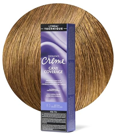 L'OREAL TECHNIQUE Excellence Crème Permanent Hair Color | Long-Lasting Hair Dye | Rich Formula with No-Drip Application | Superb Gray Coverage | For All Hair Types | Medium Golden Blonde