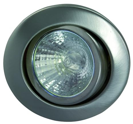 Rutec Stahl-Einbaustrahler für MR16, IP20, Ø 8cm, mit Frontblende, ohne Fassung, 30° schwenkbar, Eisen gebürstet