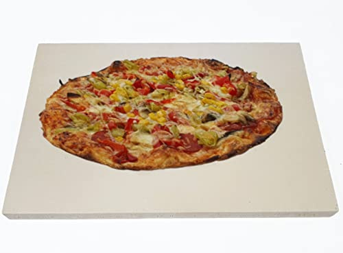 Pizzastein Brotbackstein Flammkuchenstein massive Schamotte Lebensmittelecht 40 x 30 x 2,5 cm für Backofen Ofen Herd Grill für Pizza Brot Flammkuchen incl. Anleitung
