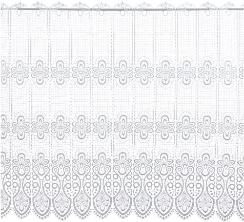 Plauener Spitze by Modespitze, Store Bistro Gardine Scheibengardine mit Stangendurchzug, hochwertige Stickerei, Höhe 83 cm, Breite 112 cm, Weiß | Langlebig & Pflegeleicht, gefällige Optik, hochwertige Qualität, Made in Germany