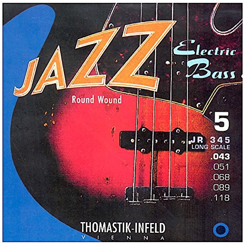 Thomastik Saiten für E-Bass Jazz Bass Serie Nickel Round Wound Roundcore Satz JR345 5-string roundwound long scale 34,Silver