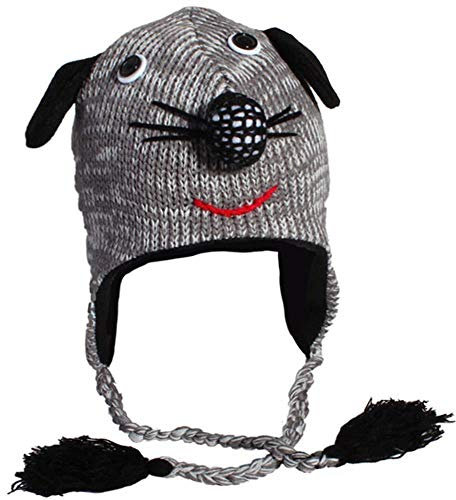 CHICNET Unisex barn djuransikte vinter mössa norsk mössa nepalmössa stickade djurmössor kullar djurmössa apa mus hund tvättbjörn grå röd svart vit flickor pojkar