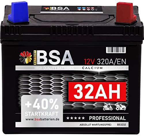 Rasentraktor Aufsitzmäher Batterie 32Ah 12V Starterbatterie absolut WARTUNGSFREI Pluspol Rechts 30Ah