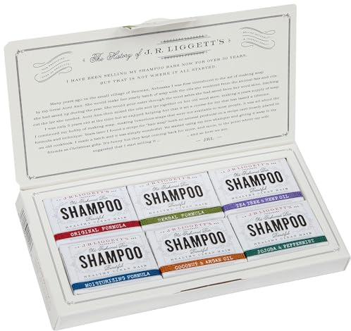 J.R.LIGGETT'S Mini Shampoo Bar Sampler - All-Natural 6 Mini Variety Shampoo Bars Sampler, Solid Bars with Naturally Derived, Plant-Based Ingredients,Minimal Packaging, Sulfate & Cruelty-Free, .65 oz