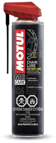 Motul MC Care C4 Chain Lube Factory Line – Racing Motorcycle Chain Lubricant Spray, High Adhesion, O-Ring Safe, Anti-Wear & Corrosion Protection, 9.3 oz