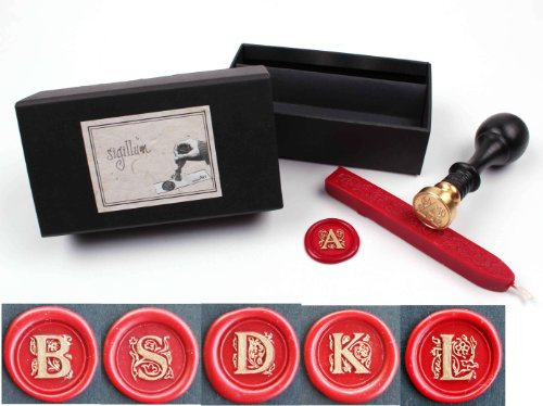 Siegel Stempel Set Sigillum Gravur B + 1 Stange Siegelwachs im Geschenkkarton