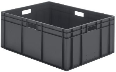 Bac gerbable normes Europe à parois et fond pleins - L x l x h 800 x 600 x 320 mm - gris, lot de 2 - bac en plastique bac gerbable bacs gerbables conteneur de stockage conteneur en plastique Bac de