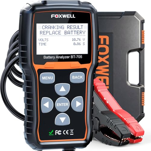 FOXWELL BT705 Car Battery Tester, 12V 24V Battery Tester 100-2000CCA Battery/Cranking/Charging Tests for Cars Motorcycles SUVs Trucks, ideal battery tester for Professionals with 2.8 inch LCD Display