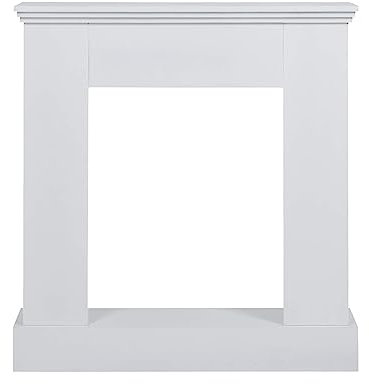 Rebecca Mobili Encadrement de Cheminée Cadre Decoratif Bois Blanc Moderne Sejour Living - Dimensions: 98 x 93x 23 (HxLxP) - Art. RE4663