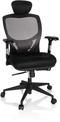 hjh OFFICE 657130 Hög kontorsstol VENUS BASE - Iögonfallande design med otroliga tekniska finesser, Många olika justeringsmöjligheter, Modernt mesh för maximal komfort.