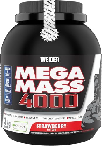 Weider Mega Mass 4000 (3000g) Strawberry - Viktökning - Med kreatin