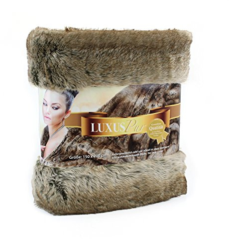 Gözze - Wohndecke, Kunstfell in edler Pelzoptik, Design Braunbär, 150 x 200 cm - Braun