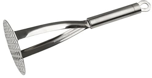 Fackelmann 40587 Presse purée professionnel inox, presse purée manuel, presse légumes, écrase légumes, Acier inoxydable, Argent, 27 cm