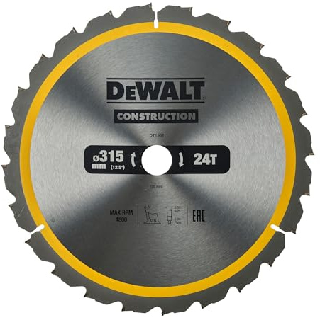 DeWalt Bau-cirkelsågblad för stationärsåg/cirkelsågblad (315/30 mm 24WZ, för snabba skärning) DT1961