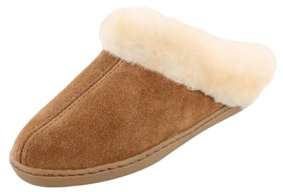 Minnetonka Women's Sheepskin Mule Moccasin Slipper 8 M Golden Tan
