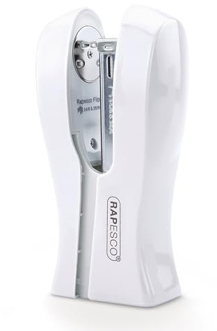 Rapesco 1319 Stand Up/Space-Saving Stapler, 20 Sheet Capacity, White
