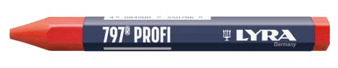LYRA 797® Profi Signierkreide rot Kartonetui 12 Stk. | sechskant, 12 x 120mm, Papierummantelung, wetterfestes Markieren auf Holz