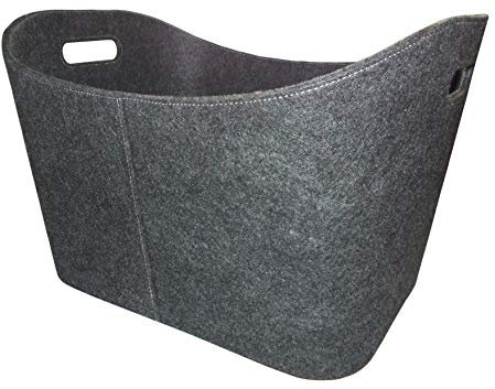 Metrox Allzweck Korb - Premium Qualität Brennholz Korb aus Filz – stabil und für große Mengen mit Griffen - Ideal für Holzlagerung, Spielzeug, Zeitschriften – Grau 99157