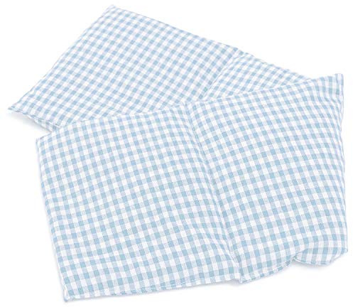 Bio-Bio 4-Kammer Körnerkissen 20x60cm - Bio-Füllung & Bio-Stoff hellblau-weiß - Wärmekissen für Mikrowelle und Backofen