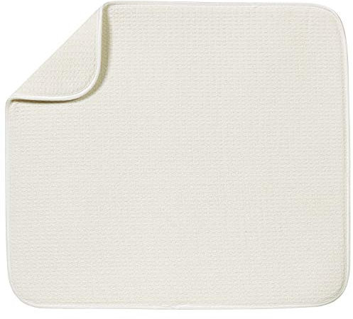 S&T INC. Absorbent, Reversible Microfiber Dish Drying Mat for Kitchen, 16 Inch x 18 Inch, Cream