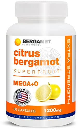 BergaMet Citrus Bergamot Supplement, 170:1 Extract, 1200mg, 80% Polyphenols, Italian Citrus Bergamot Supplement for High Cholesterol, 60 Capsules, 1 Month, Made in The USA