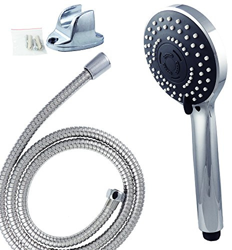 EVELYN LIVING Universal Shower Head Set With 2m Hose Multi Function Chrome Anti-Limescale Bath