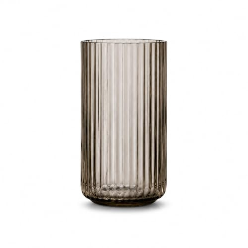 Lyngbyvase aus Porzellan, hohe Vase mit Rillen, Zylinder Blumentopf in Smoke, 20.5cm