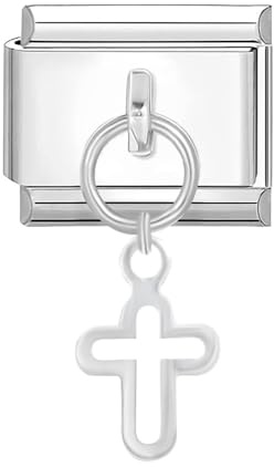 Quiges - 9mm Italian Style Charm Modul Edelstahl Kreuz-Anhänger für Italienische Armbänder