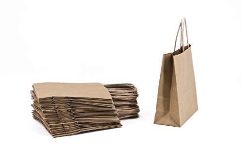 Shopper in Carta Kraft Avana con Manico in Carta Ritorta, 36x12x41, Confezione da 25 unità