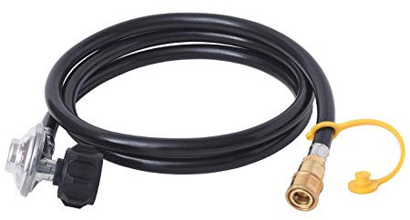 Flame King 90-Grad-Niederdruck-Propangasregler-Schlauch mit Schnellanschluss für Wohnmobile, Grills, Heizungen, Brenner, 2,4 m - LPRH8