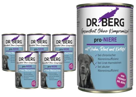 Dr. Berg pro-NIERE – Nassfutter für Hunde mit Niereninsuffizienz 6 x 400 g | Diätfutter zur Unterstützung der Nierenfunktion, Nierenfutter für Hunde