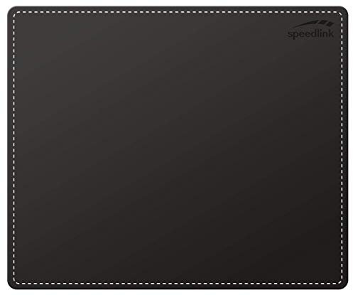 Speedlink NOTARY Soft Touch Mousepad black - Mauspad schwarz mit eleganter Lederoptik, weiche Oberfläche, genähter Rand, leicht zu reinigen, rutschfeste Unterseite, 23x19 cm klein