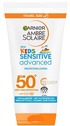 Garnier Niños Sensitive Advanced - Protector Solar para Pieles Claras, Sensibles e Intolerantes al Sol, IP50+ - 50 ml (Formato Viaje)