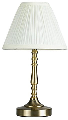 MiniSun | Antique Brass Touch Table Lamp with a Pleated Cream Shade | Table Lamps, Home Décor & Improvement Essential