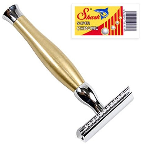 Parker Safety Razor Schwergewichts Doppelkante Gold-Sicherheitsrasierer & 5 Hochwertig Doppelkante Klingen