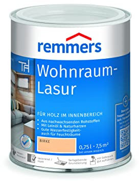 Remmers Wohnraum-Lasur birke, 0,75 Liter, Holzlasur innen, für Möbel, Böden, Innentüren und Treppen geeignet, mit Abperleffekt